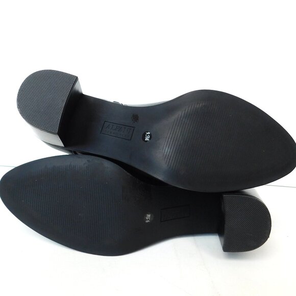 Black Leather Booties Ankle Boots Size 9.5 Block Heel Alfani Step Flex Zipper - Picture 9 of 10